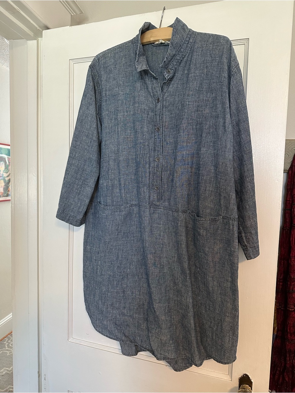 Eileen Fisher chambray -textured Top/dress in Blue sz M